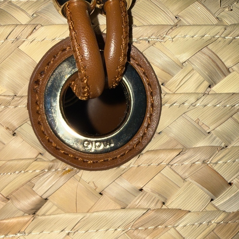 Maje Tan Woven Tote with Leather Handles - Picture 7 of 12